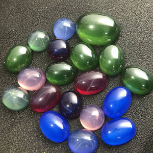 พลอยสังเคราะห์รูปวงรีทรงแบนรูปดาวพลอยสังเคราะห์คอรันดัมโปร่งใสรูปดาวสีเขียวเข้ม - Product Image 3