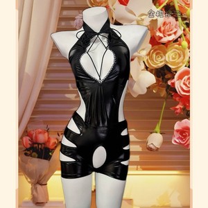 Lencería Sexy, Puro Deseo, Body de PU con Aberturas, Tentación Pasional, Uniforme de Bondage con Entrepierna Abierta, Conjunto de Tentación sin Desprenderse - Product Image 2