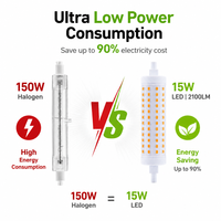 Ampoule LED Xmation R7S 15W 2100lm pour éclairage intérieur d'hôtel, CRI>80, température de couleur 2700K-6500K, construction en plastique et aluminium, FCC/CE