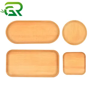 Kayu Beech Logo Kustom Kecil Bulat Persegi Persegi Persegi Panjang Piring Oval Roti Pizza Makanan Buah Melayani Papan Baki Kayu