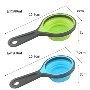 Juego <span class=keywords><strong>de</strong></span> taza <span class=keywords><strong>y</strong></span> cuchara <span class=keywords><strong>de</strong></span> medición <span class=keywords><strong>de</strong></span> silicona <span class=keywords><strong>de</strong></span> grado alimenticio portátil <span class=keywords><strong>de</strong></span> gran oferta Diseño ecológico plegable - Product Image 4