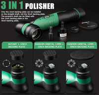 Kit de polisseuse de voiture sans fil S5 12V, polisseuse rotative à double action de 1 à 3 pouces, 2000 à 5500 tr/min, 2 batteries de 2,0 Ah