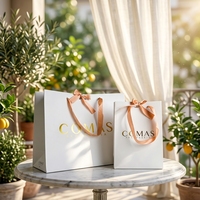 Sacs cadeaux de luxe en carton blanc avec logo personnalisé, sacs en papier pour parfums avec dorure à chaud, directement de l'usine, pour corde en coton certifié