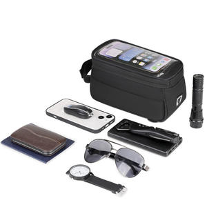 Sac de téléphone à écran tactile pour vélo de montagne, noir, étanche, avec doublure intérieure, sangle amovible pour équipement de cyclisme - Product Image 1