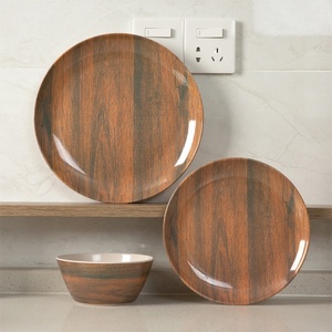 Wood Grain Look Plastic <strong>Melamine</strong> Table Ware, Outdoor <strong>Picnic</strong> Dinnerware <strong>Melamine</strong> Dinar <strong>Set</strong> - Product Image 5