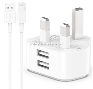 อะแดปเตอร์ชาร์จไฟแบบเสียบผนัง 2 พอร์ต USB 2.1A สำหรับเดินทาง ใช้ได้กับปลั๊กไฟแบบ 3 ขาของอังกฤษ รองรับการชาร์จเร็วสำหรับสมาร์ทโฟน Android และ iPhone iPad - Product Image 2