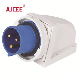 AJCEE ip67 32a 2p+E 3pin 220v-240v 5232 waterproof industrial wall panel mounted plug and socket with CE