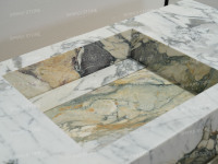 Meuble-lavabo de salle de bain de luxe SH STONE en marbre Calacatta Breccia Turquoise avec plan de travail en pierre