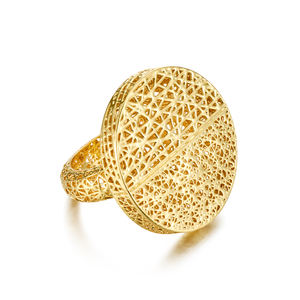 Anelli di lusso personalizzati con nastro a bottone cavo unici mezzo diverso in ottone ragnatela con texture anello da dito 3D stampa gioielli - Product Image 1