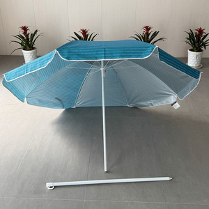 Parapluie de plage bon marché personnalisé avec logo OEM 6,5 pieds à rayures parasol anti-UV de grande taille parasol de plage extérieur inclinable - Product Image 2