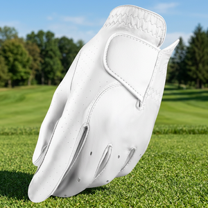 Guante de Golf Blanco de Cuero Genuino Ligero para Mano Derecha con Cierre de Velcro Antideslizante para Deportes y Gimnasio para Mujer - Product Image 2