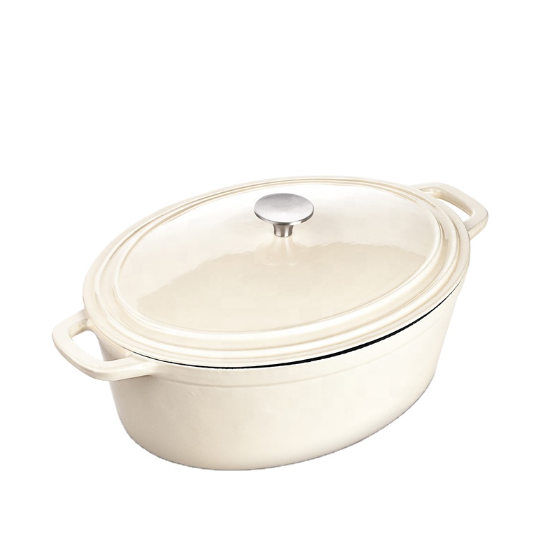 Кастрюля для приготовления пищи, 6 кварт, чугунная эмалированная овальная голландская духовка с крышкой