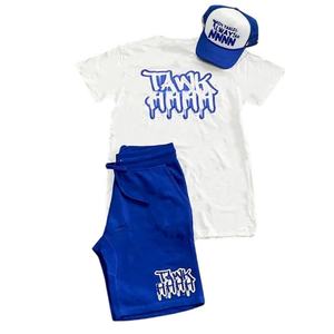 Conjunto Deportivo de Verano de 2 Piezas, Pantalones Cortos y Camiseta para Hombre, Estilo Streetwear, Algodón Lavado con Ácido - Product Image 1