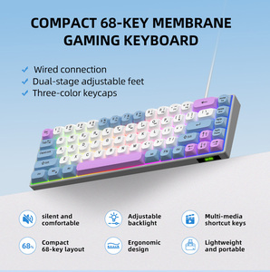 Clavier de jeu filaire USB mini 65 % avec LED tricolores, 68 touches, LED multicolores, en stock usine - Product Image 2