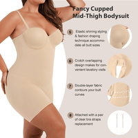 Hexin Shapewear En gros, Caleçons sculptants sans couture taille haute, amincissants et gainants pour le ventre, avec 3 crochets, coupe élégante mi-cuisse