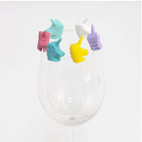 Moule en silicone, vente en gros, accessoires de bar, breloques pour verre à vin, 6 pièces, matériel en silicone non toxique, licorne, marqueur pour verre à vin en forme 3D