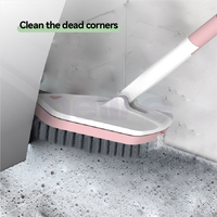 Brosses de nettoyage 5-en-1 en plastique PP 2024 avec poils doux et durs, chiffon en microfibre et éponge pour sols de salle de bain