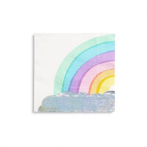 Suministros para Fiesta Arcoíris para 24 Personas, Juego de Vajilla Pastel, Incluye 2 Manteles, Servilletas con Diseño de Nubes, Vasos y Platos Arcoíris, 99 Piezas - Product Image 3