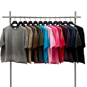 เสื้อยืดโอเวอร์ไซส์ทรงบ็อกซี่ ผ้าคอตตอน 100% หนัก 280 GSM แบบครอป ล้างสีสไตล์วินเทจ สตรีทแวร์ สำหรับผู้ชาย ขายส่ง - Product Image 2