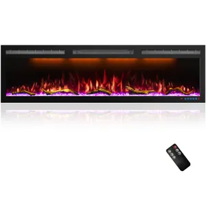 60" Recessed Wall Mounted Decorative Electric Fireplace With Wifi Voice Control By Alexa And Google Home Indoor For Sale