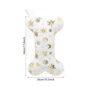 Chaussettes de Noël en forme d'os, nouveau design, en peluche douce, broderie de flocons de neige, chaussettes de Noël scintillantes de haute qualité pour cadeau - Product Image 2