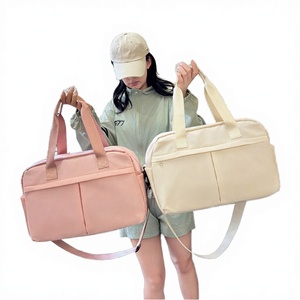 Oxford Gym Duffel <b>Bag</b> Large Capacity Zipper Closure Unisex Travel <b>Bag</b> Pink Beige Soft Handle - Product Image 3