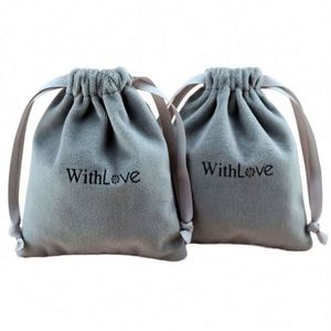 Custom Logo Hot Stamping Recyclable Silk Velvet Jewelry Gift Bag for Watch and Necklaces with <b>Drawstring</b> Dust Bag - Product Image 1