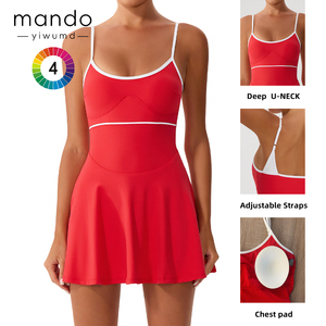 Femmes avec bretelles réglables plissé une pièce Body de tennis vêtements de sport de plein air Fitness Wear combinaison respirante pour adultes - Product Image 1