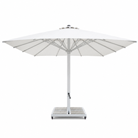 Parasol de terrasse commercial extérieur résistant aux intempéries avec éclairage LED, commande à manivelle, cadre en aluminium 100x100mm