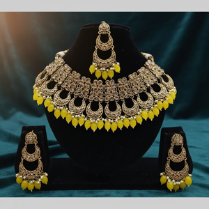 Parure de bijoux en plaqué or, collier de perles et de pierres de cristal - Product Image 3