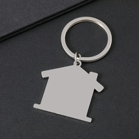 DIY Laser Logo Text Metall Schlüssel ring UV-Druck Hausform Blank Edelstahl Schlüssel bund