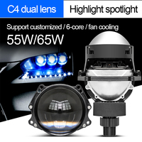 Phares à LED film bleu bi led projecteur 2.5 pouces 65W feux de croisement à LED pour voiture 12V 6500K systèmes d'éclairage automatique C4 2.5