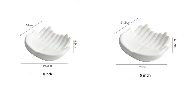 Nuovo design a forma di mano bianco in ceramica vassoio di servizio cibo porcellana vassoio da dessert per hotel