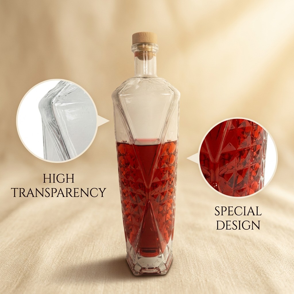 Cut Textured Glass Spirit Bottle
