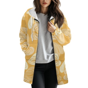 <span class=keywords><strong>Felpa</strong></span> con cappuccio a mezza lunghezza con stampa a cerniera su richiesta da donna con motivo a fiore di Anthurium esclusivo - Product Image 1