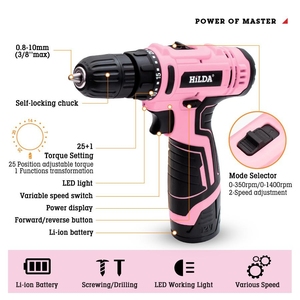 <span class=keywords><strong>12V</strong></span> Electric Pink Dual Speed Hands ch rauben dreher Schlagpistolen-Bohrset mit industrieller Akku-Stromquelle für den Heimgebrauch - Product Image 3