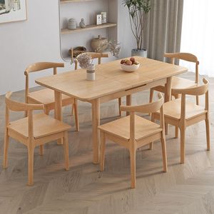 Juego de Comedor Windsor de Madera Maciza de 6 Piezas, Color Natural, Combinación Duradera para el Comedor - Product Image 3