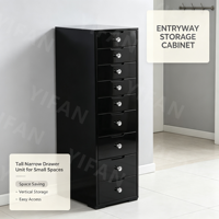 Commode sur pied YIFAN WOOD avec 9 tiroirs de rangement adaptée à la chambre à coucher salon noir