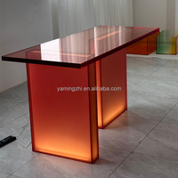 Table console en acrylique épaisse avec pied lumineux, style moderne, prix d'usine, design d'intérieur, meubles de maison