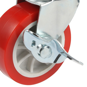 Red Pvc Caster Wheels 3 Inch Swivel With Side Brake For Furniture Industry - Product Image 3