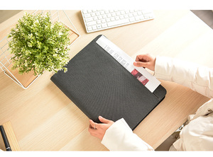 Dây Kéo Thư Mục Hội Nghị Bìa Đen Cá Nhân A4 A5 B5 Danh Mục Đầu Tư Tùy Chỉnh PU Da Chính Hãng Padfolio Note Pad Giữ Điện Thoại - Product Image 5