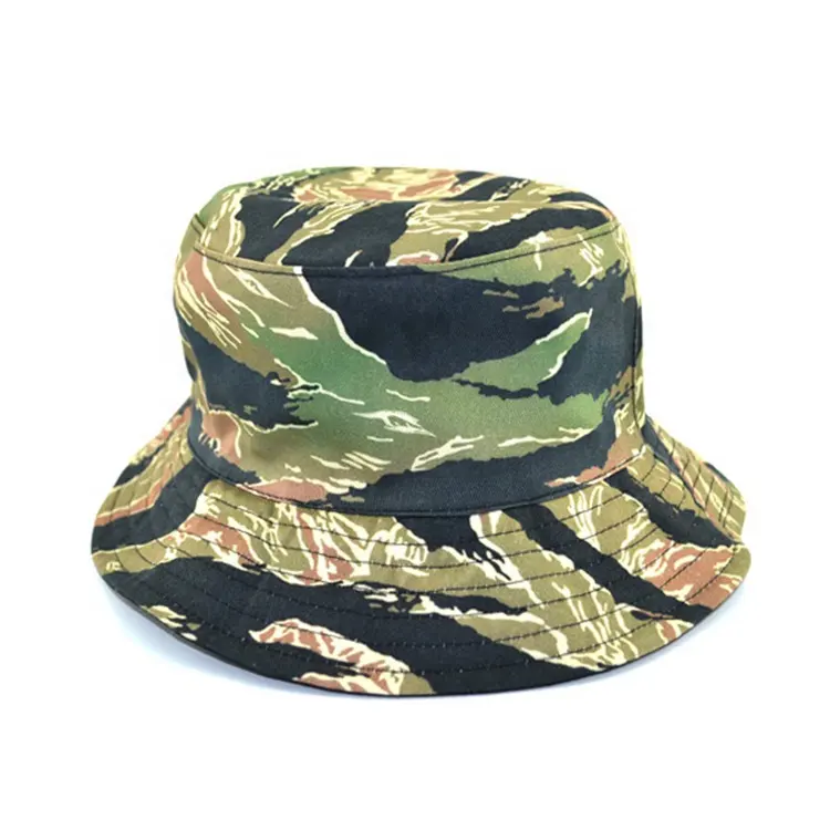 100% polyester coton hommes camouflage été pêcheur seau casquette avec chaîne camo sport seau chapeaux avec logo personnalisé