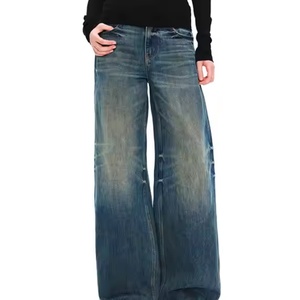 Jean décontracté taille haute ample et droit pour femme 2025 en denim respirant bleu délavé - Product Image 1