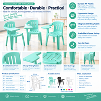 Chaise d'entraînement ergonomique avec tablette d'écriture, siège d'école empilable pour salle de classe, chaise d'étudiant avec bureau, mobilier éducatif
