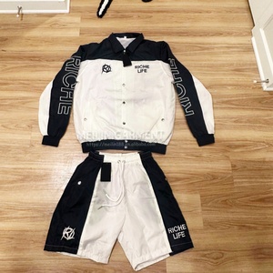 <b>Men</b> Lightweight Zip up Nylon Jackets and <b>Shorts</b> Two Piece Casual Street Wear Tracksuit Set Sports Nylon <b>Men</b> Windbreaker Set - Product Image 3