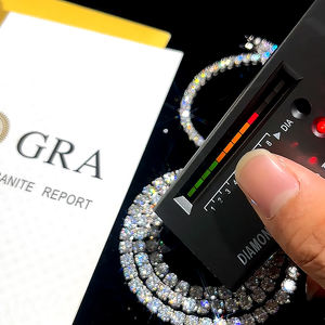 الوافدون الجدد مخزون مقابل الماس المويسانيتي vsilver Width 3 * جولة رائعة قطع الهيب هوب قلادة تنس - Product Image 3