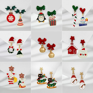 Regalo de moda divertido dedo cigarrillo Grinch dibujos animados lindo <span class=keywords><strong>Hulk</strong></span> campana roja árbol de Navidad pendientes colgantes para mujeres - Product Image 1