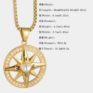 Collier Pendentif Boussole Viking <span class=keywords><strong>Pirate</strong></span> Tendance Hip Hop 2026 pour Hommes, Bijou en Acier Inoxydable Plaqué Or, Étanche et Inaltérable - Product Image 6