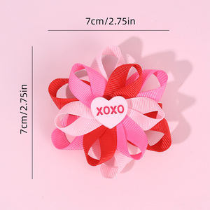 Pasadores de Pelo Hechos a Mano en China <span class=keywords><strong>con</strong></span> Cinta y Flores Dulces, Regalo de San Valentín, Accesorios para el Cabello, Pasadores de Pelo <span class=keywords><strong>con</strong></span> Amor XOXO para Niños - Product Image 4