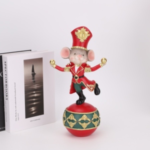 Ensemble de trois figurines en résine Redeco Vintage <span class=keywords><strong>Circus</strong></span> Mouse Acrobat, décoration d'intérieur rouge, cadeau, vente en gros, logo personnalisé - Product Image 3